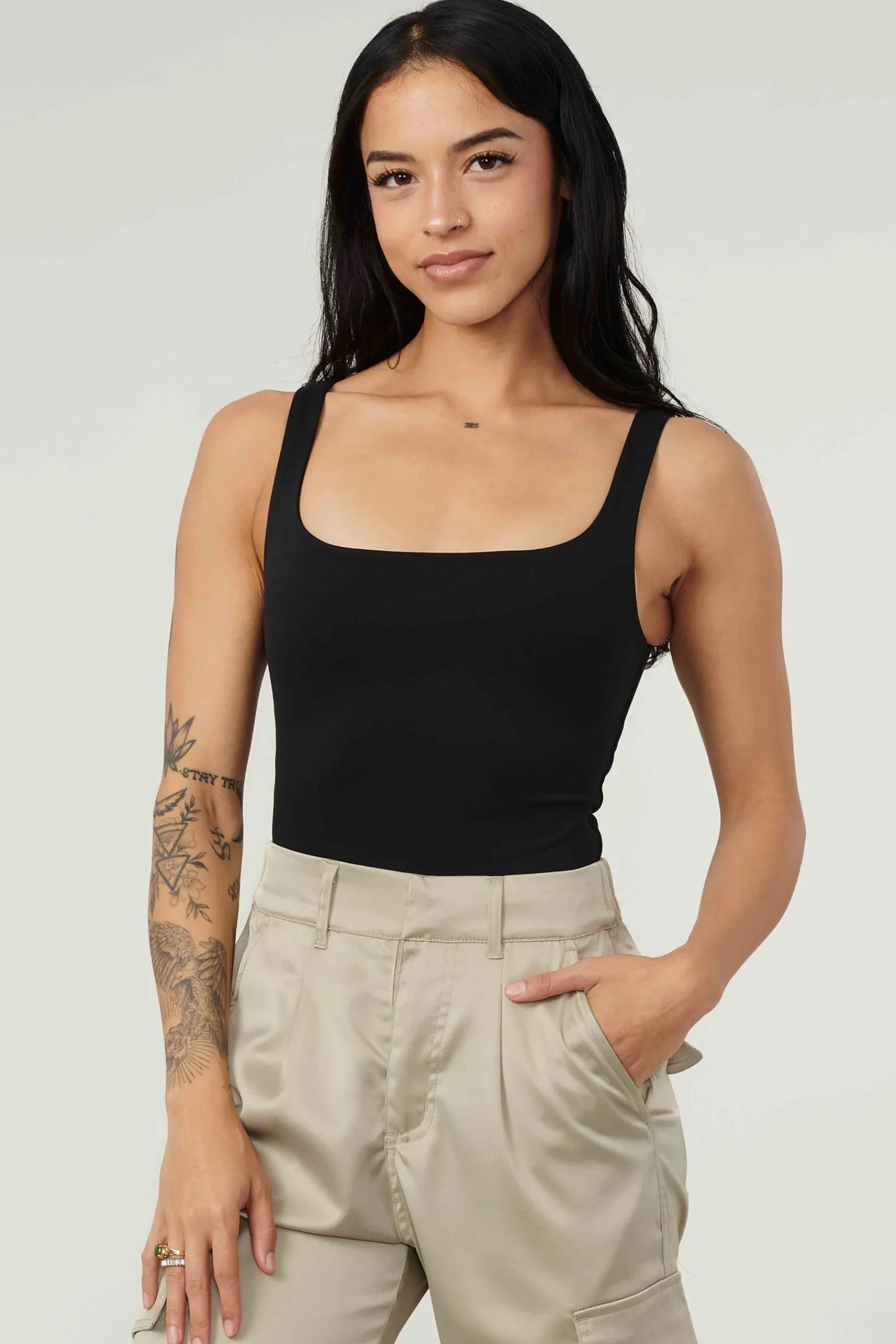 Tops<Youngla W307-Snatched Bodysuit Black|Ivory|Brown|Grape