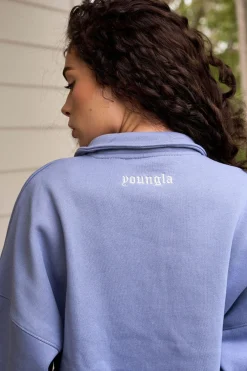 Outerwear<Youngla W525-Teddy Crop Quarter Zip Barely Beige|Black|Kashmir Blue|Moss Green