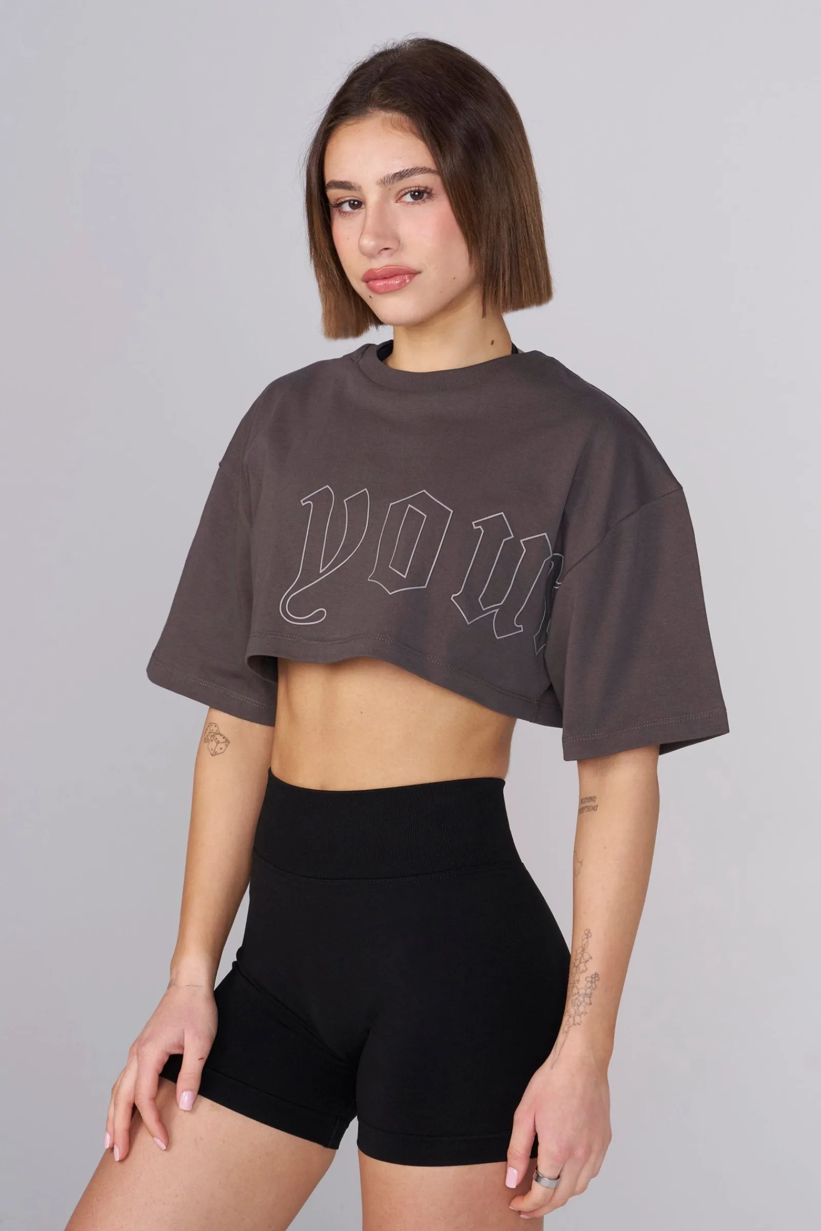 Tops<Youngla W436-Urban Crop Tee Raven|Eclipse|Moonstone|Forest Night
