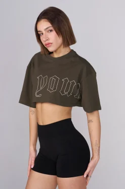 Tops<Youngla W436-Urban Crop Tee Raven|Eclipse|Moonstone|Forest Night