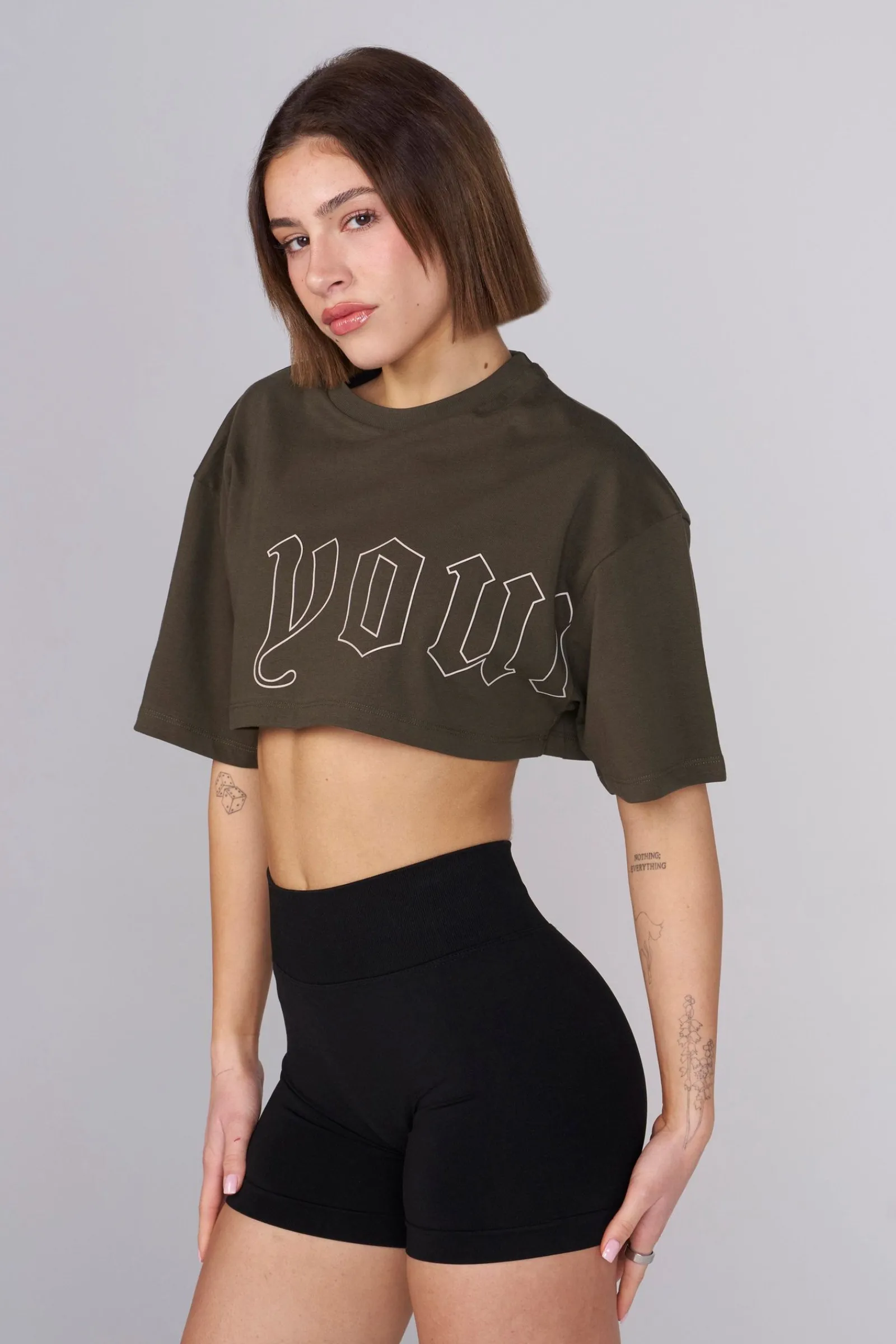 Tops<Youngla W436-Urban Crop Tee Raven|Eclipse|Moonstone|Forest Night