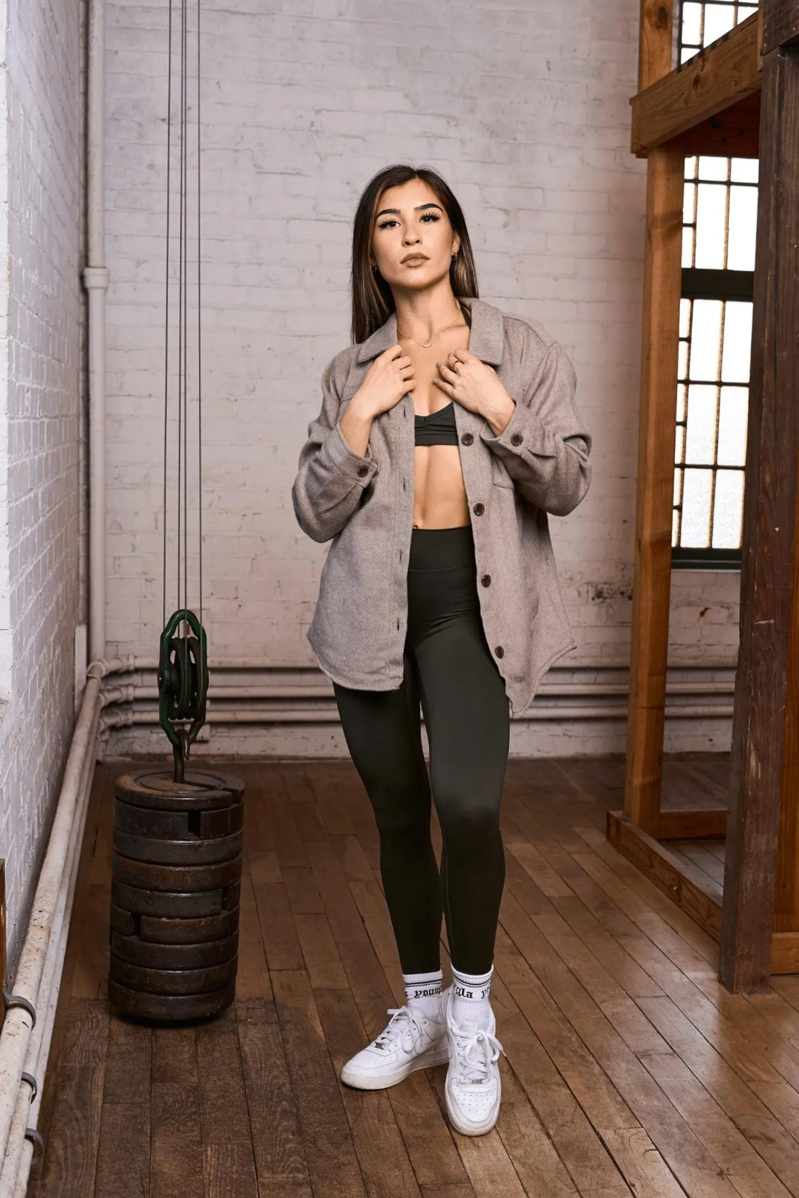 Outerwear<Youngla W515-Urban Shacket Taupe|Beige Plaid|Black|Black Plaid