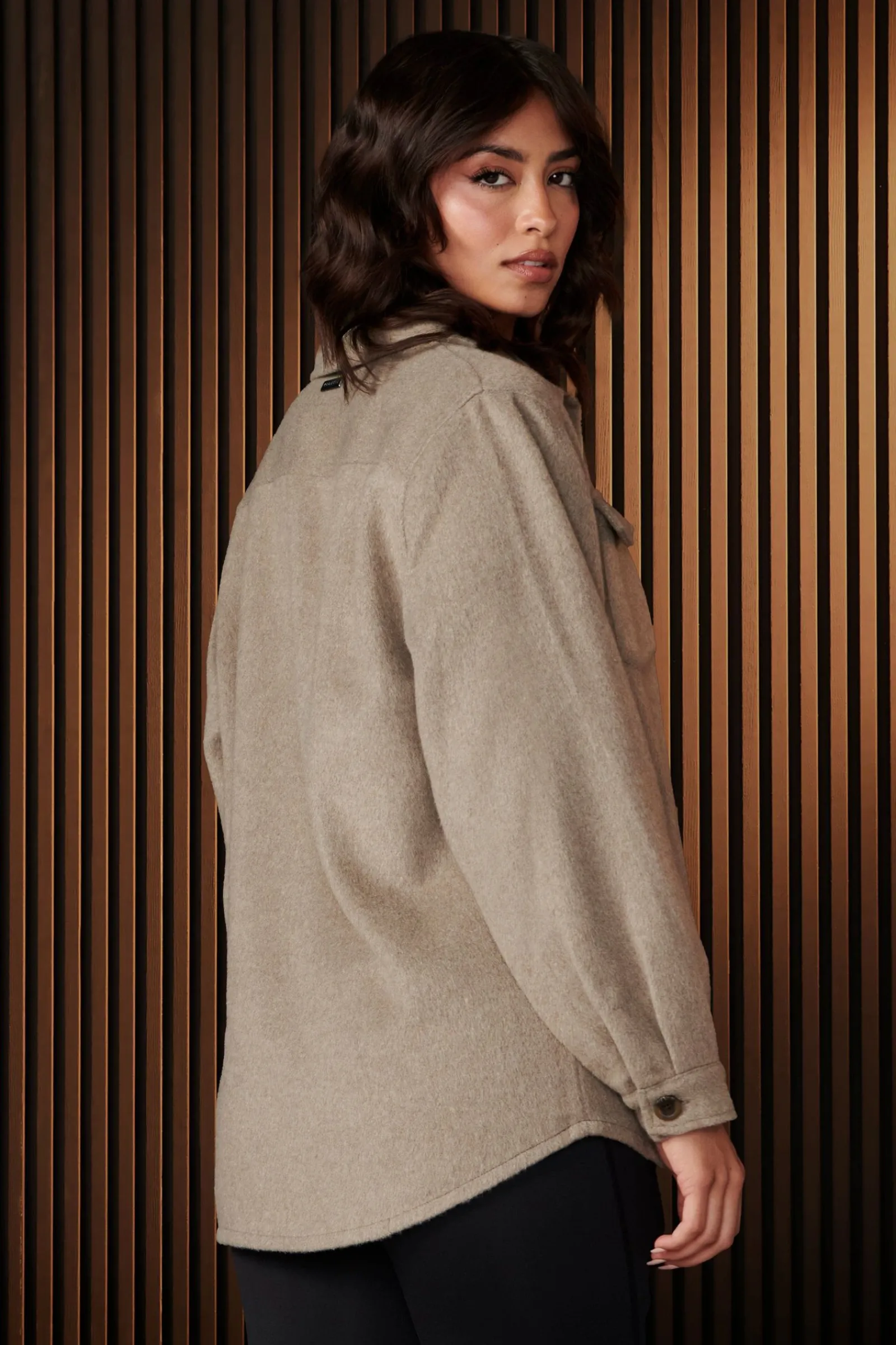 Outerwear<Youngla W515-Urban Shacket Taupe|Beige Plaid|Black|Black Plaid