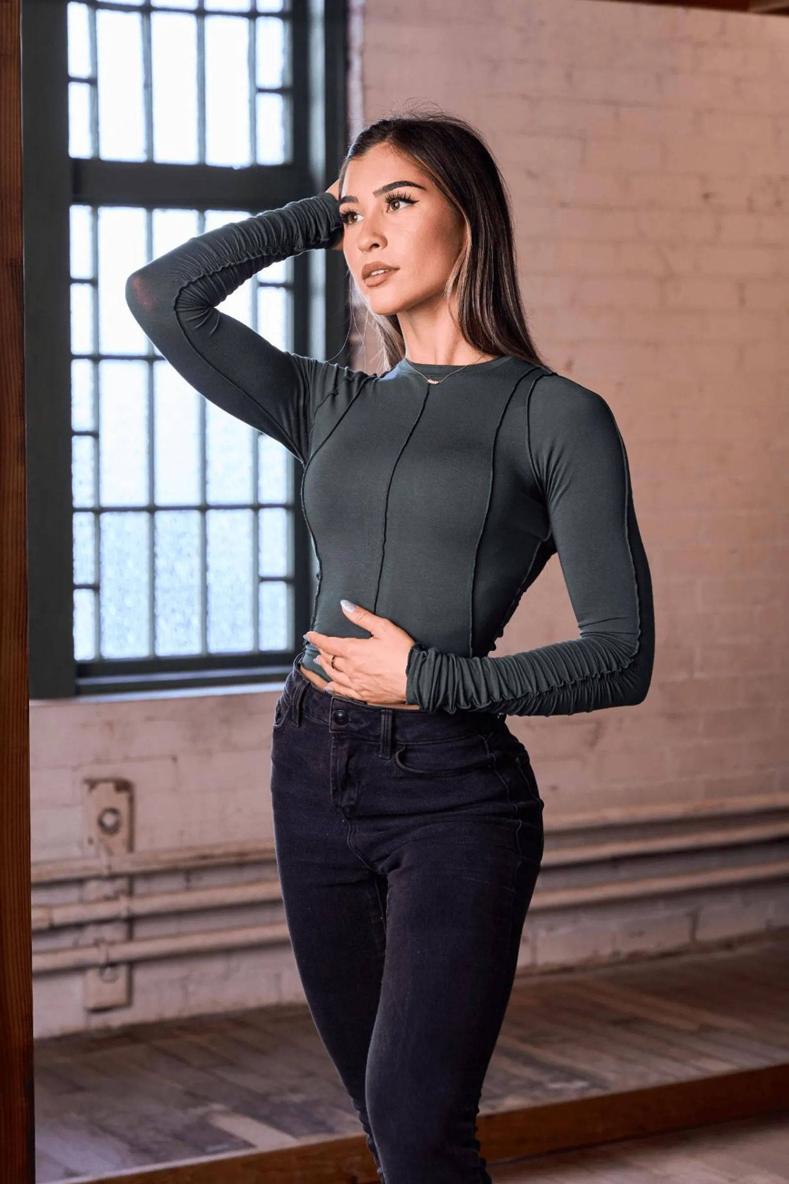 Tops<Youngla W409-Wispy Top Forest Green|Black|Brown